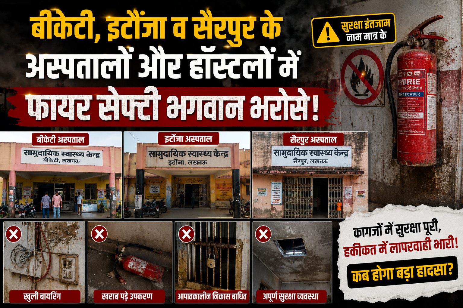 बीकेटी इटौंजा व सैरपुर के अस्पतालों और हॉस्टलों में फायर सेफ्टी भगवान भरोसे!.png